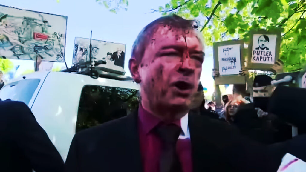 Russian ambassador attacked with red paint